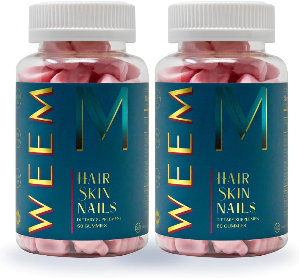 WEEM Hair Skin and Nails Gummies - Supports Healthy Hair - Vegan biotin Vitamins for Women & Men Supports Faster Hair Growth, Stronger Nails, Healthy Skin, Extra Strength