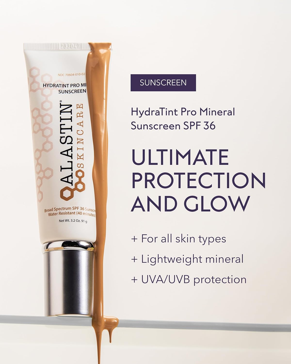 ALASTIN Skincare HydraTint Pro Mineral Tinted Sunscreen SPF 36 (3.2 oz) | 2-in-1 Daily Sunblock Moisturizer for Ultimate Protection and an Even Glow on Face & Neck, Fragrance-Free, Water Resistant