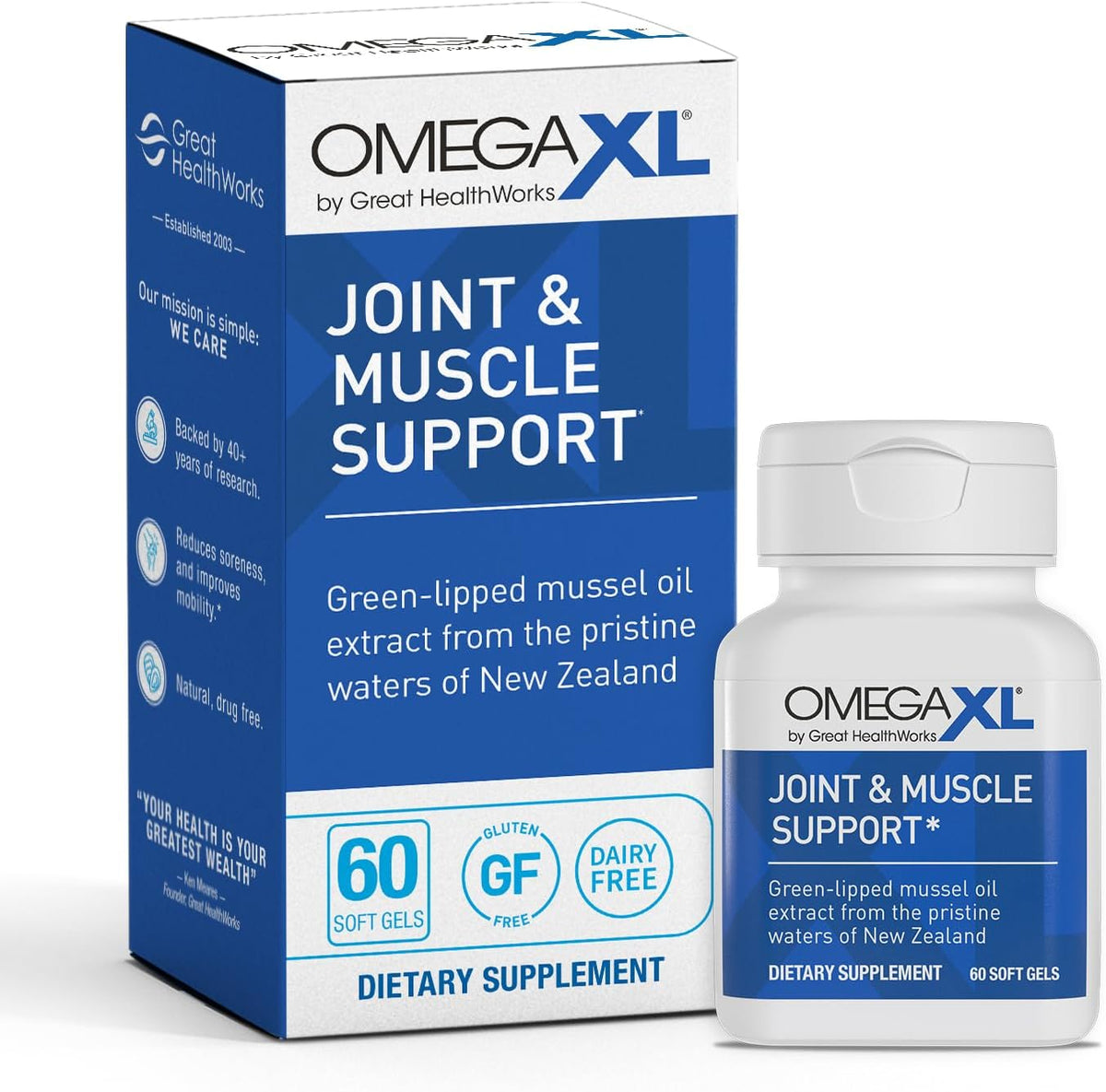 OmegaXL Joint Support Supplement,  | Green Lipped Mussel Oil, Soft Gel Pill, Natural Joint and Muscle Support Supplement, Clinically Supported, Non-GMO, Drug-Free
