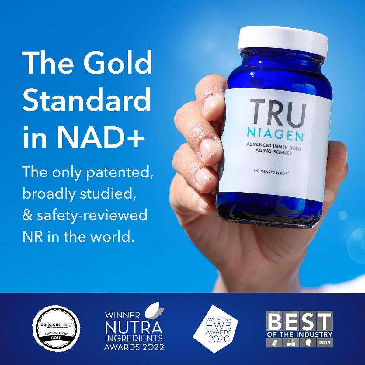 TRU NIAGEN NAD+ Supplement, Nicotinamide Riboside 300mg, 30 Daily Servings | Patented Niagen NR boosts NAD+ to support cellular energy and healthy aging. 300mg, one capsule daily, 30-day supply.