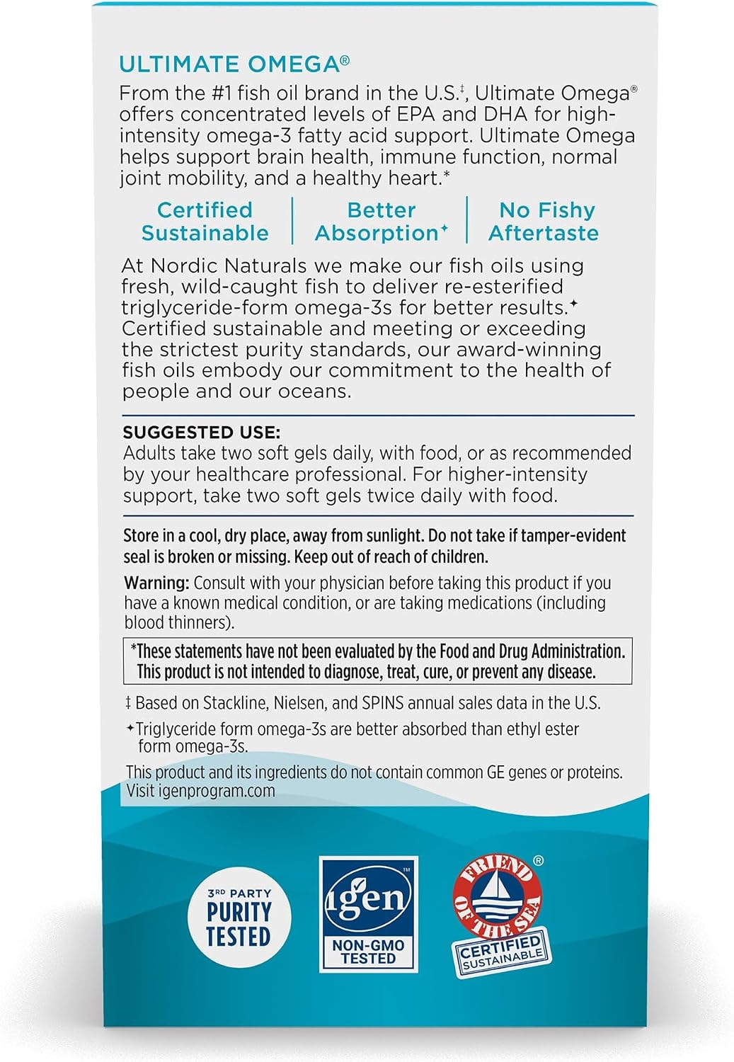 Nordic Naturals Ultimate Omega, 1280mg Omega-3 Fish Oil, Lemon - 180 Count | High-potency Omega-3 Fish Oil with EPA & DHA supports brain & heart health. Non-GMO, burpless formula. 90 servings.