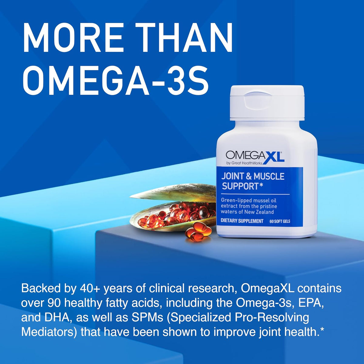 OmegaXL Joint Support Supplement,  | Green Lipped Mussel Oil, Soft Gel Pill, Natural Joint and Muscle Support Supplement, Clinically Supported, Non-GMO, Drug-Free