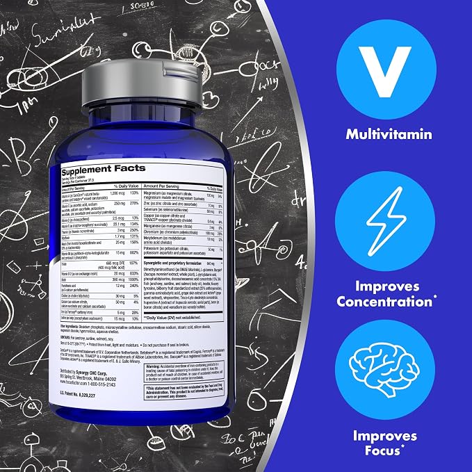 Focus Factor Extra Strength - Memory, Concentration and Focus - DMAE, Vitamin D, DHA, Bacopa and Much More - Trusted Clinically d Brain Health Supplement, 120 Count