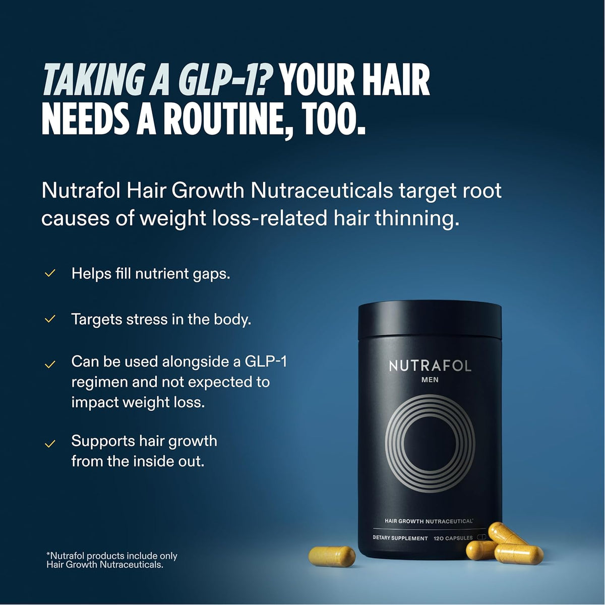 Nutrafol Men Hair Growth Supplements, Ages 18-49, 1-Month Bottle | #1 Dermatologist-Recommended Hair Growth Supplement Brand, Clinically Tested for Visibly Thicker Hair and Scalp Coverage