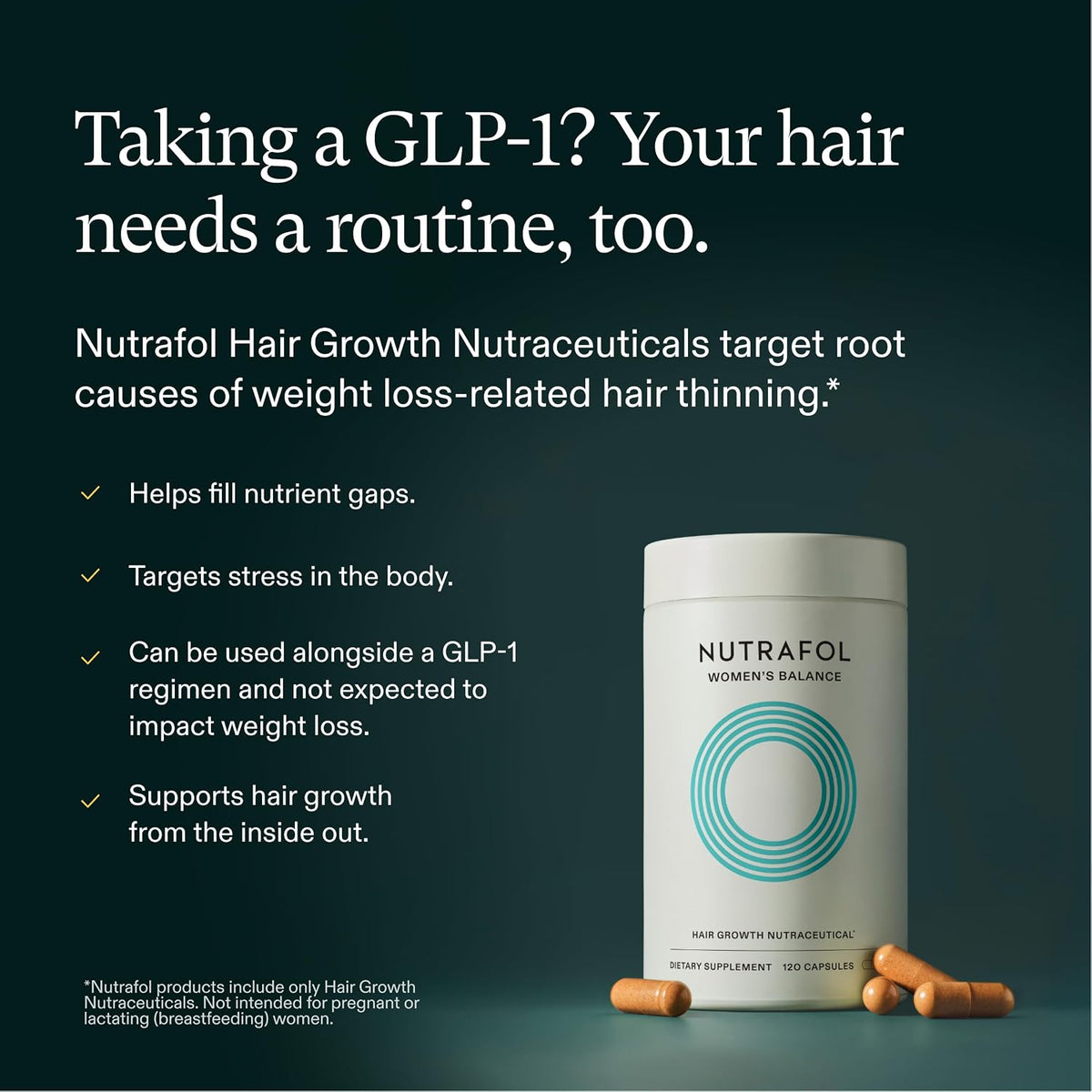 Nutrafol Women's Balance Hair Growth Supplements 120 Capsules.