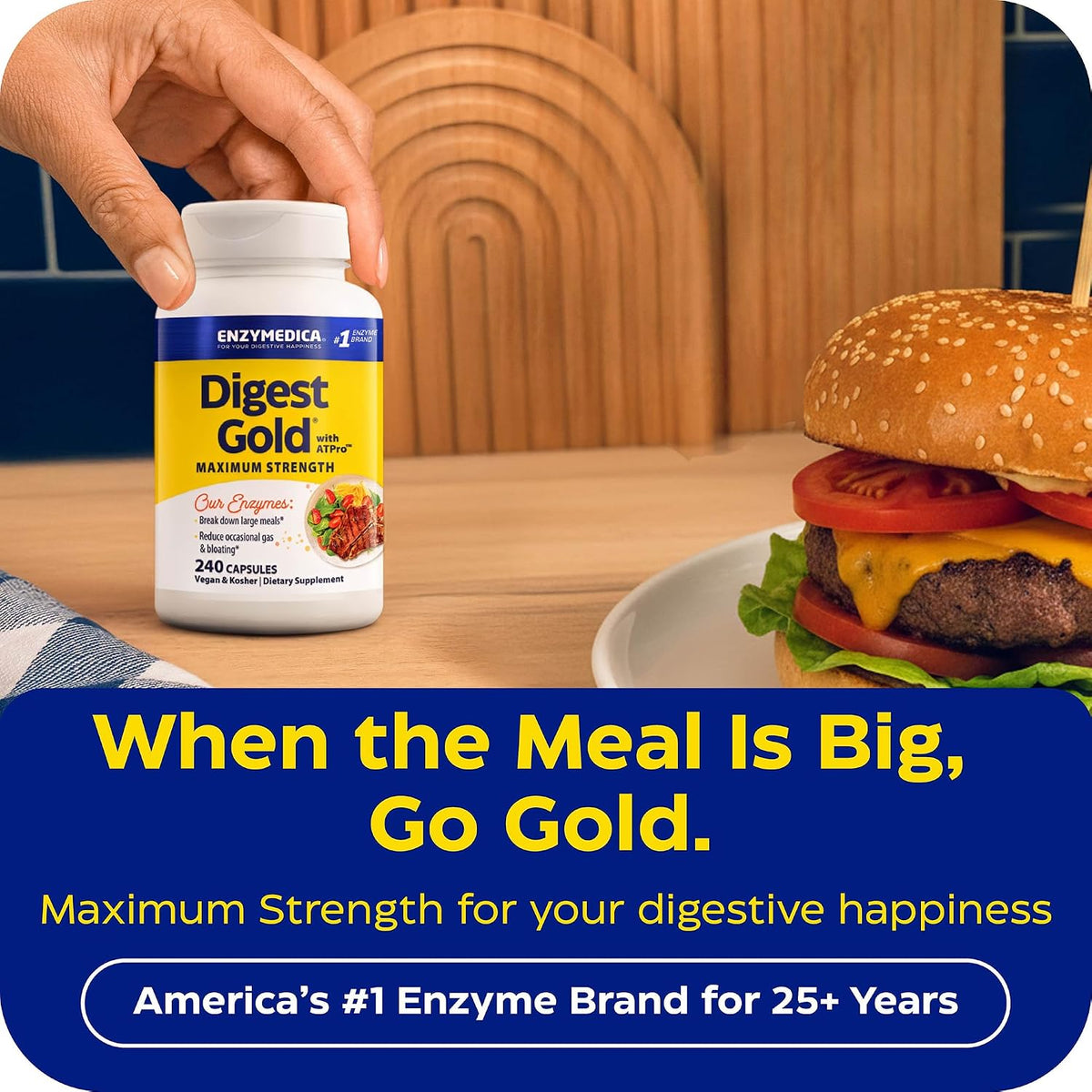 Enzymedica Digest Gold, Maximum Strength, ATPro Energy Support - 240 Caps | Digestive Enzyme Supplement for Women & Men, Enzyme Capsules for Digestion, Gut Health Support, Helps Gas & Bloating, Vegan