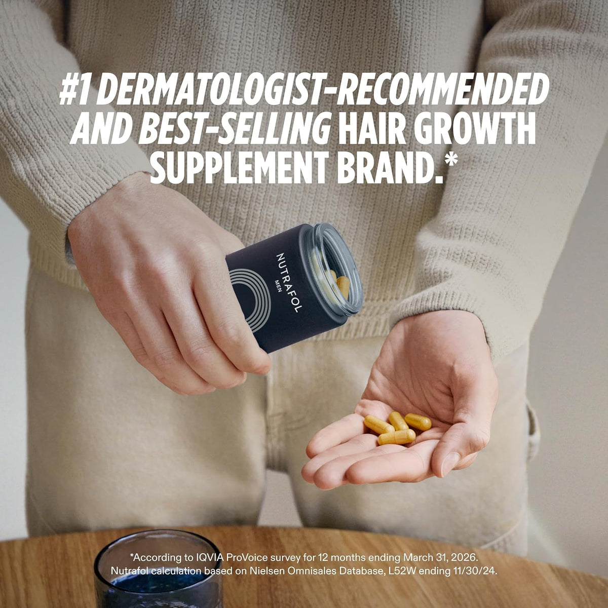 Nutrafol Men Hair Growth Supplements, Ages 18-49, 1-Month Bottle | #1 Dermatologist-Recommended Hair Growth Supplement Brand, Clinically Tested for Visibly Thicker Hair and Scalp Coverage
