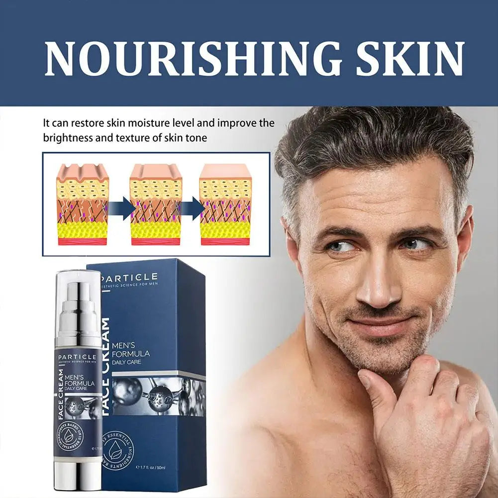 Particle 6-in-1 Men's Face Cream Anti-Aging Moisturizer Reduces Wrinkles Dark Spots Eye Bags Hydrating Skin Care 50ml 1.7oz