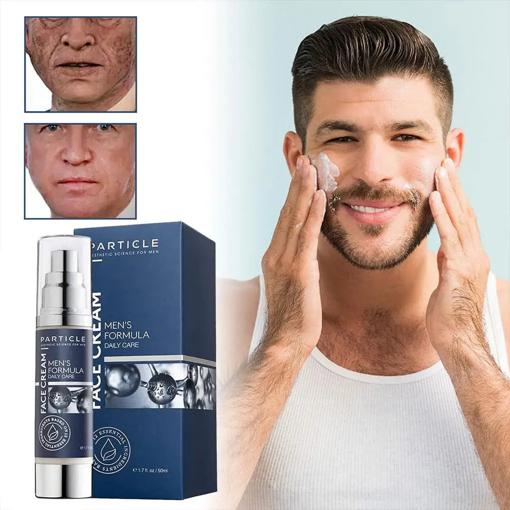 Particle 6-in-1 Men's Face Cream Anti-Aging Moisturizer Reduces Wrinkles Dark Spots Eye Bags Hydrating Skin Care 50ml 1.7oz
