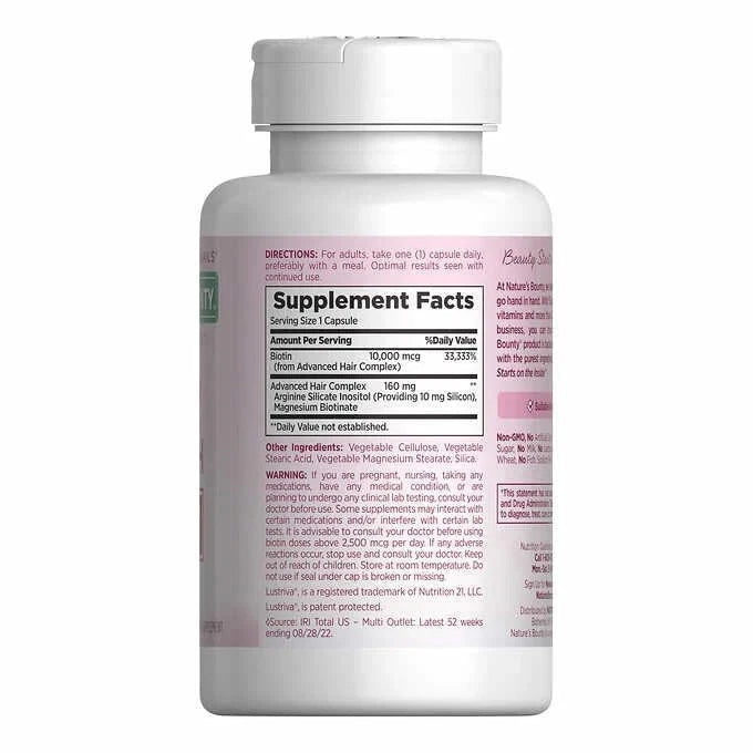 Nature's Bounty Optimal Solutions Hair Growth Vitamin Supplement, 90 Count